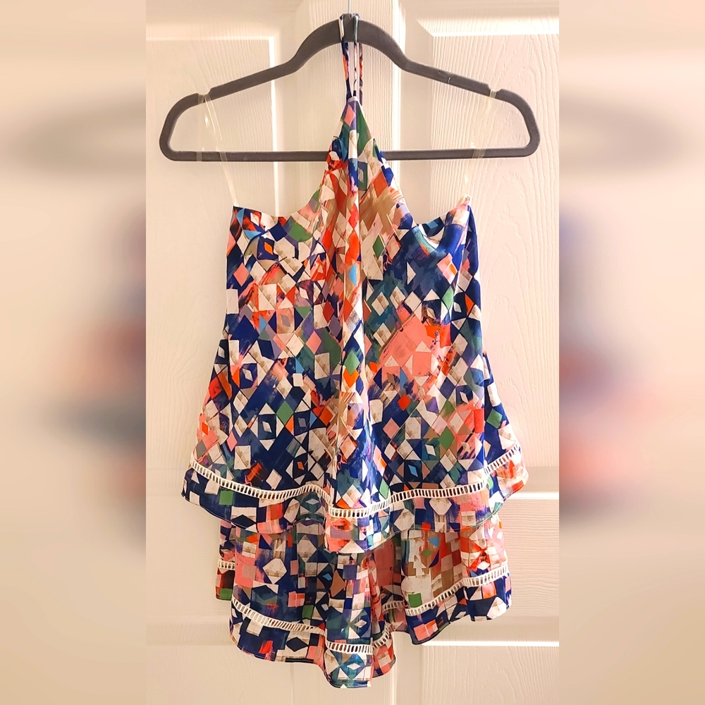 Sketchbook Multicolored Halter Romper Size Small